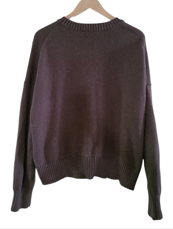 Quince Boyfriend Crew 100%Organic Cotton Sweater Heather Brown - Picture 11 of 16